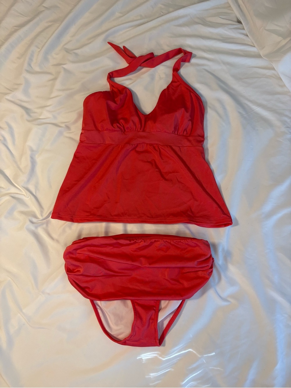 VENUS Red Halter Tankini with Ruched Bikini Bottom